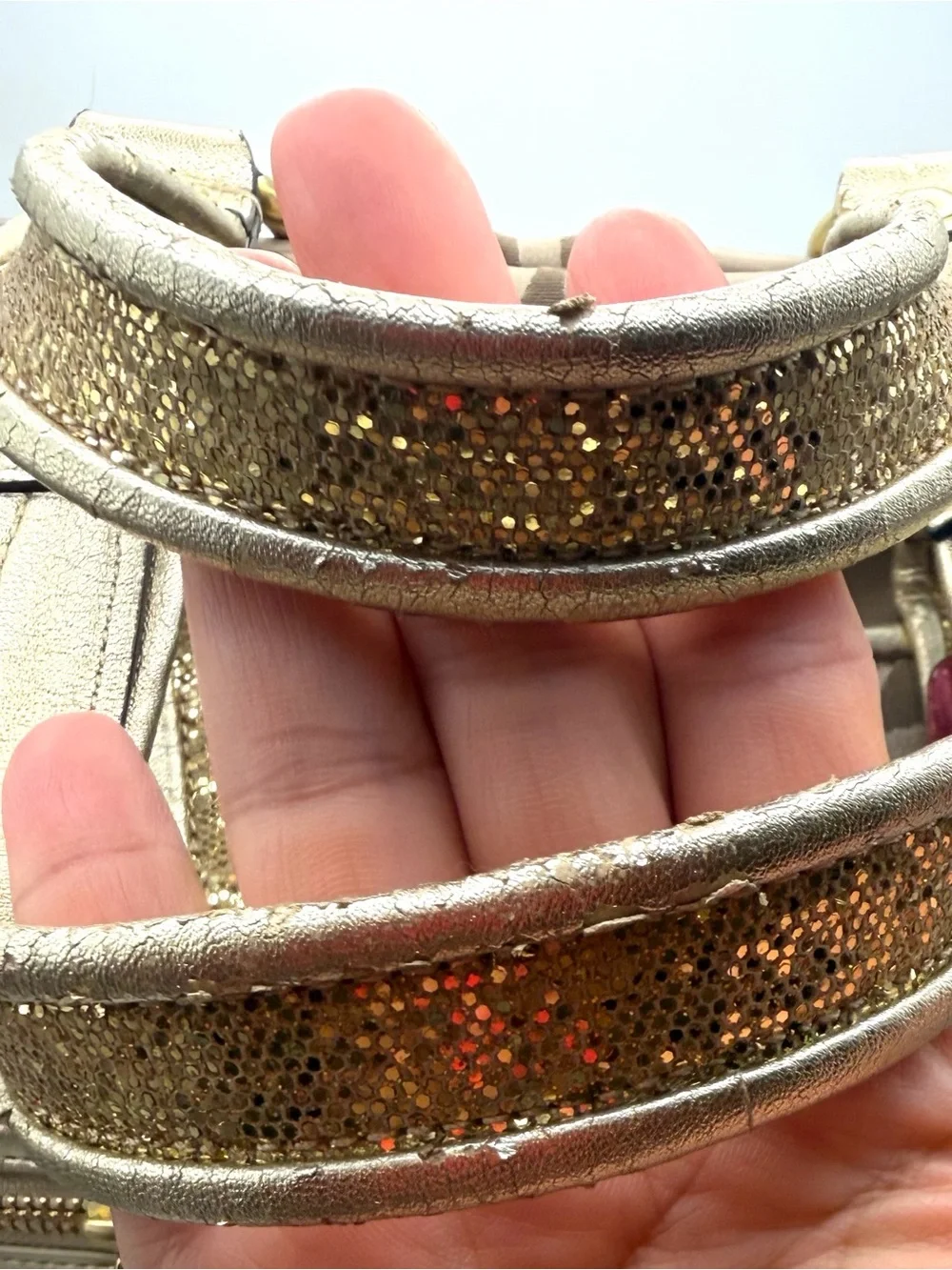 Coach Poppy Pop C Signature Glam Tote Bag Gold Glitter Y2K F21101
